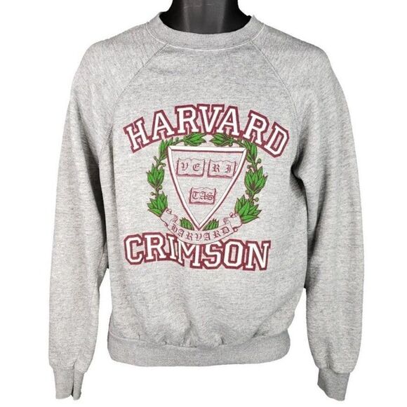 Harvard University Crimson Sweatshirt Vintage 80s Made In USA Mens Size Large - Picture 1 of 7